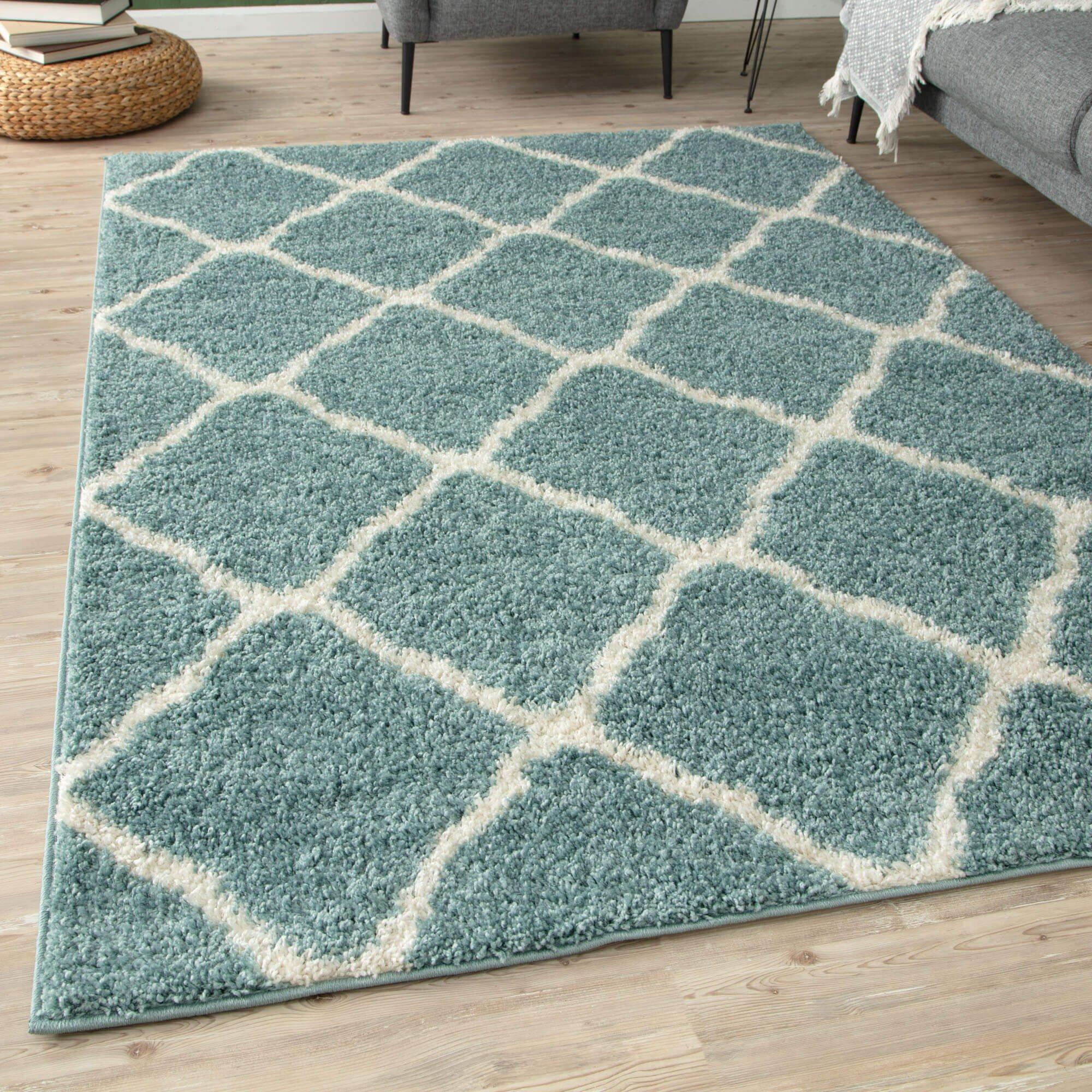 Myshaggy Collection Rugs Moroccan Design in Duck Egg Blue - 385DB